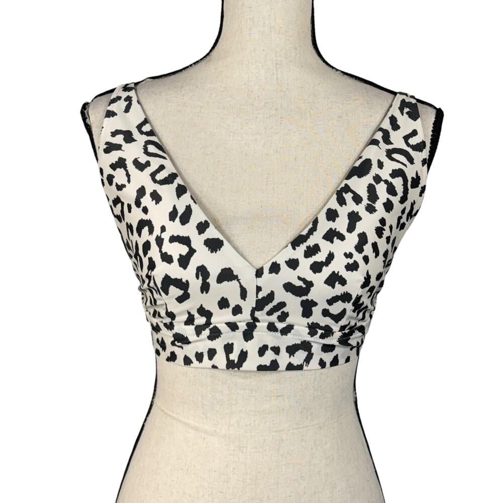 Aerie X-Large Scoop Swim Bikini Top Leopard Print Adjustable Strap Stretch Lined